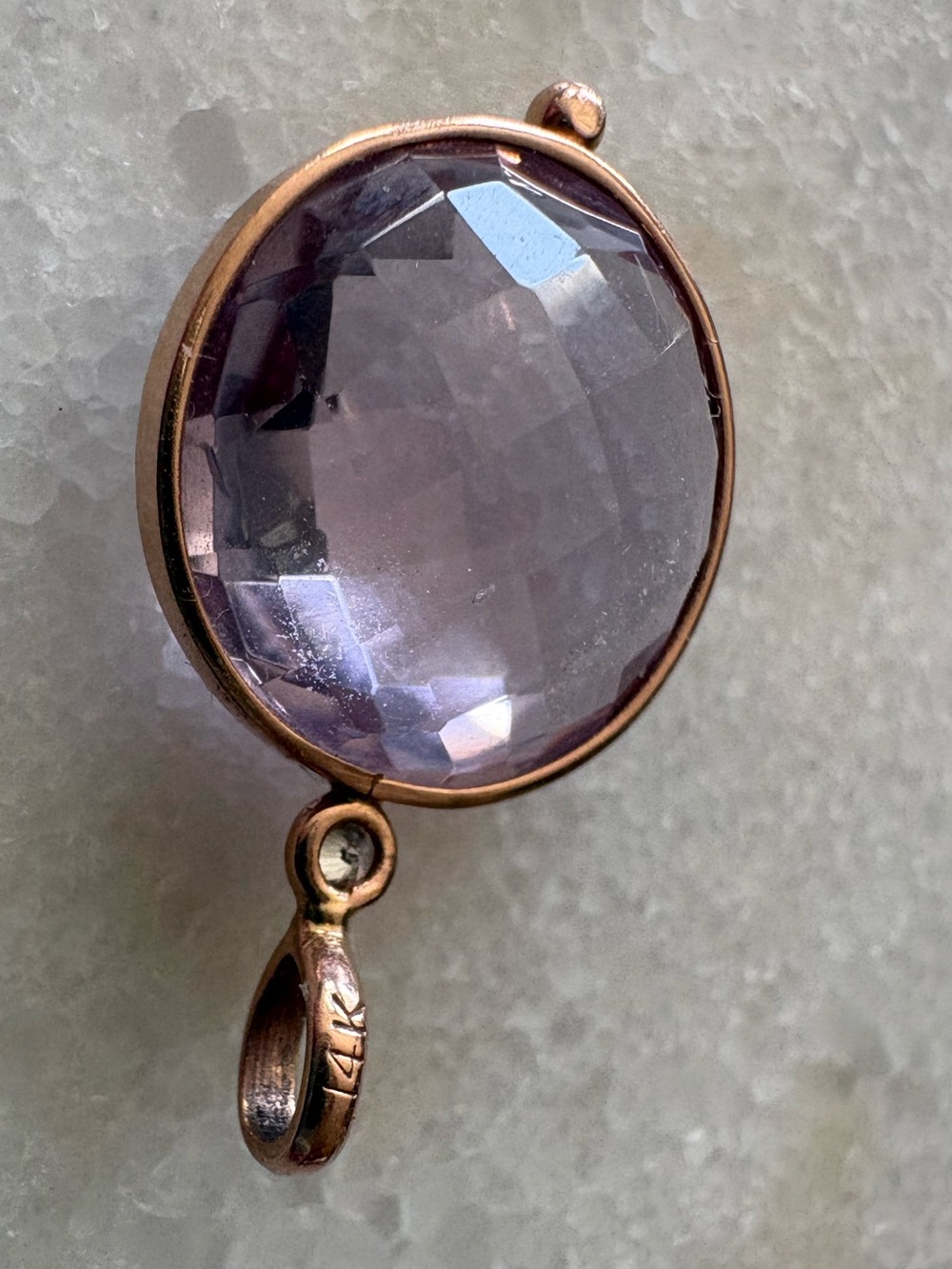 14k Rose Gold Pink Amethyst Diamond Pendant Charm - Picture 6 of 6